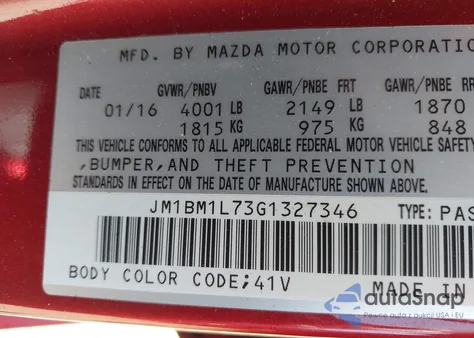 2016 Mazda 3 Touring from USA, damaged, VIN JM1BM1L73G1327346